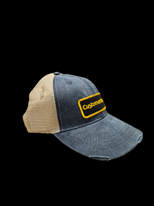 Distressed cap look snap back hat