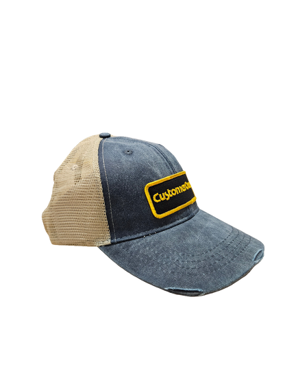 Distressed cap look snap back hat