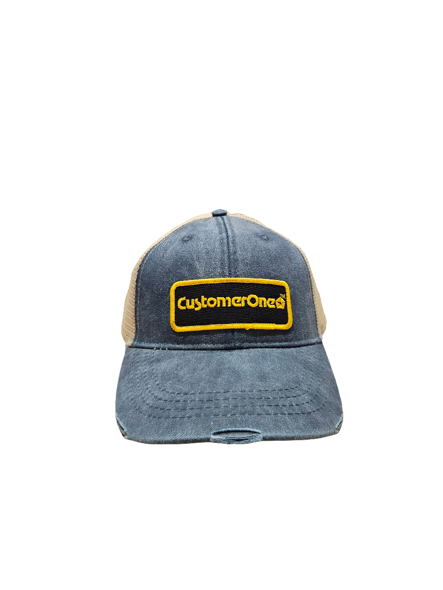 Distressed cap look snap back hat