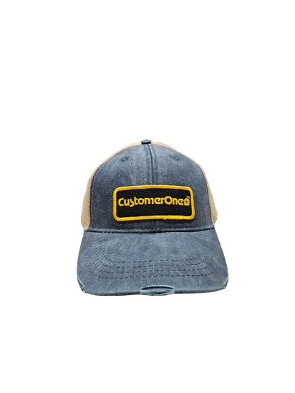 Distressed cap look snap back hat